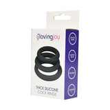 Loving Joy Thick Silicone Cock Rings 3 Pack Grey