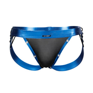 C4M Desire Jockstrap Blue Leatherette Small