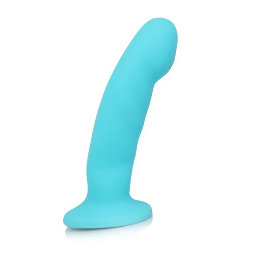 6.5 Inch Silicone G-Spot or P-Spot Dildo with Suction Base Blue